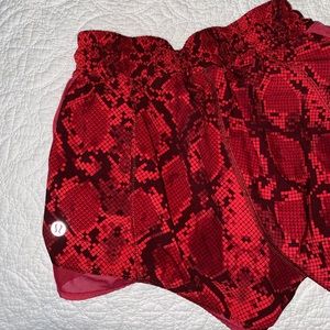 Red snake print lulu shorts